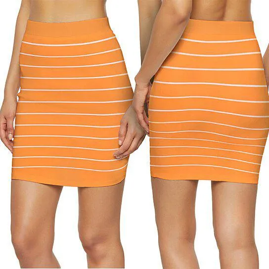 3-Pack: Women's Striped Seamless Microfiber Slim Nylon Pull-On Closure Mini Skirts