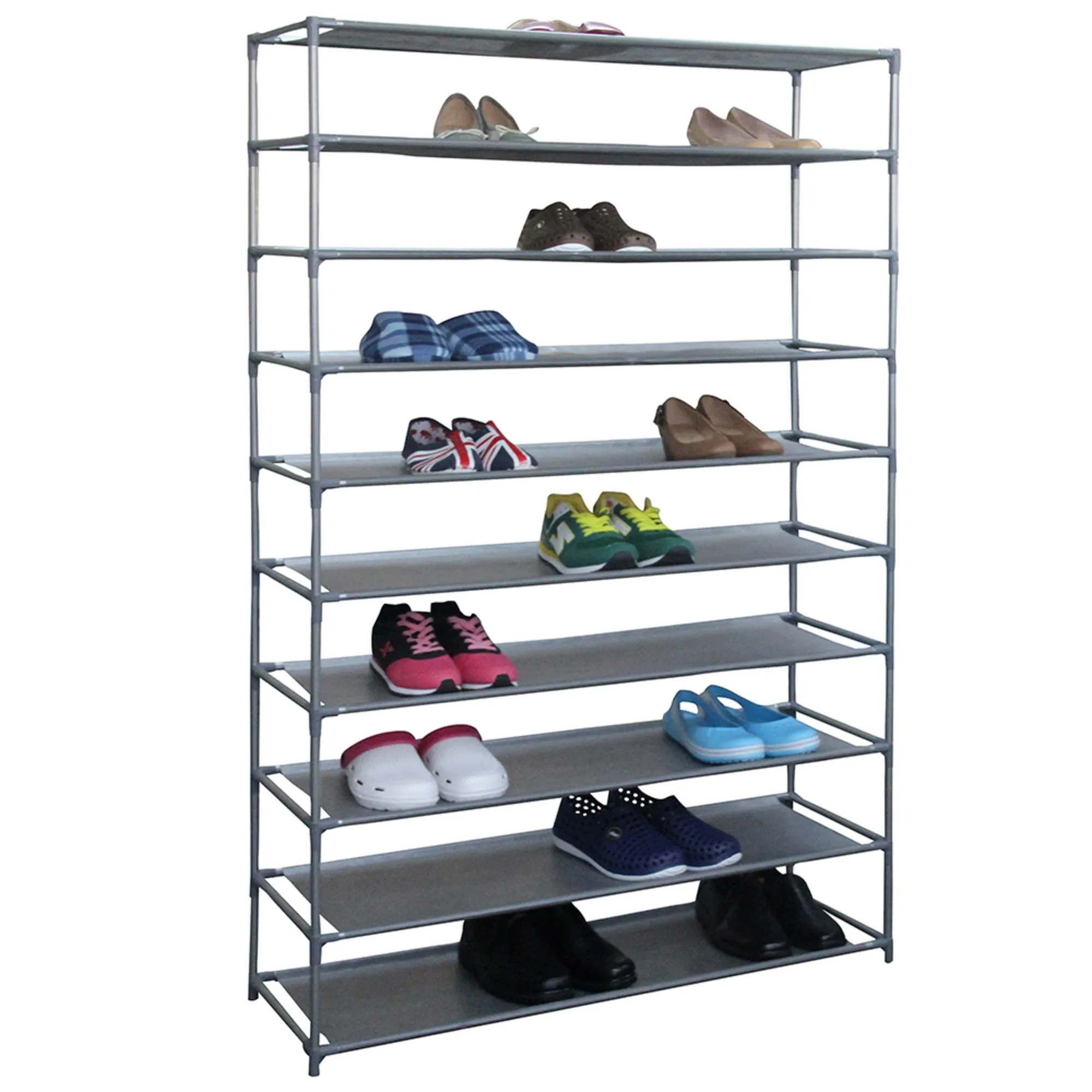 50 Pair Non-Woven Multi-Purpose Stackable Free-Standing Shoe Rack, Grey