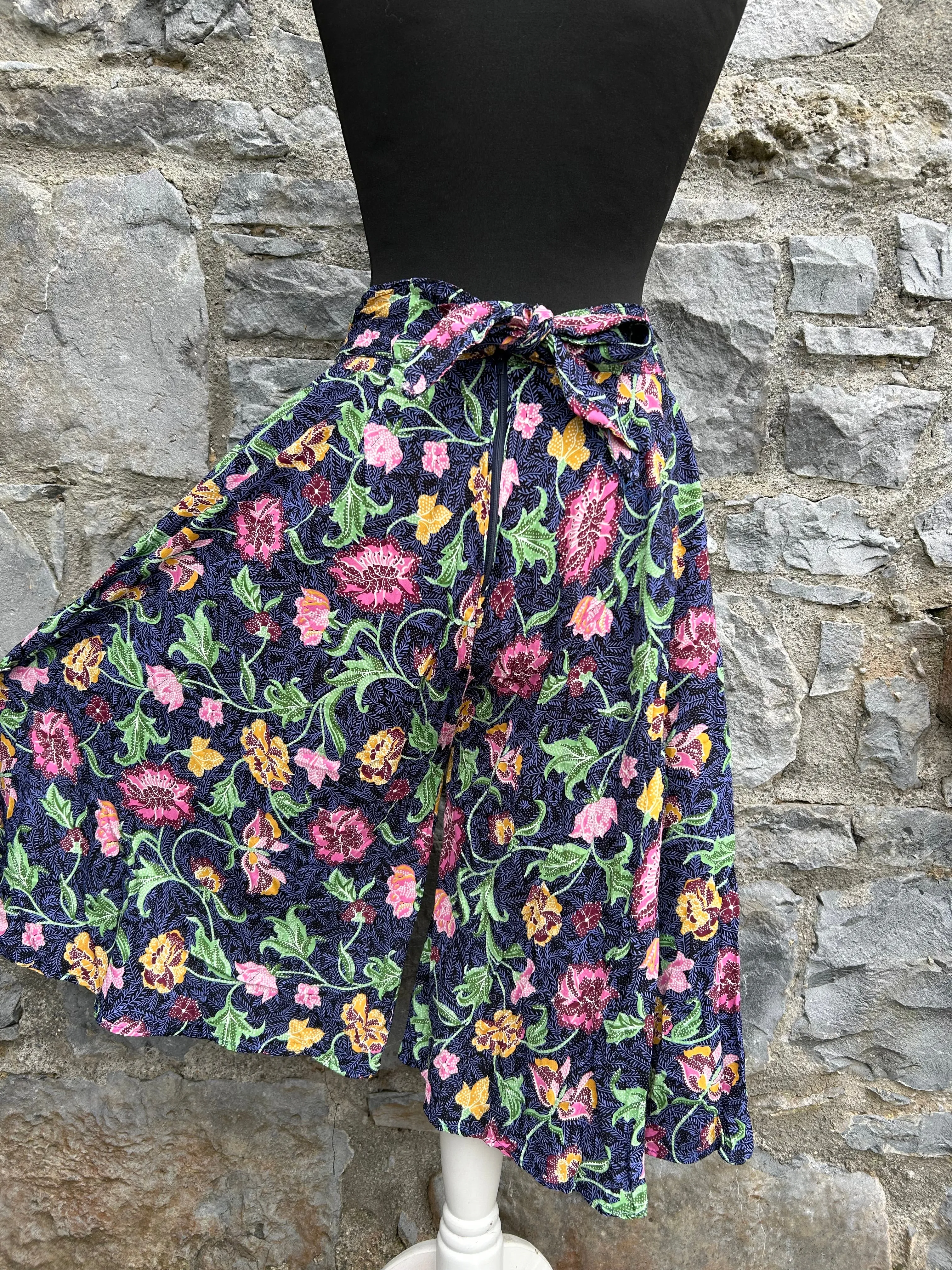 80s floral blue culottes uk 10