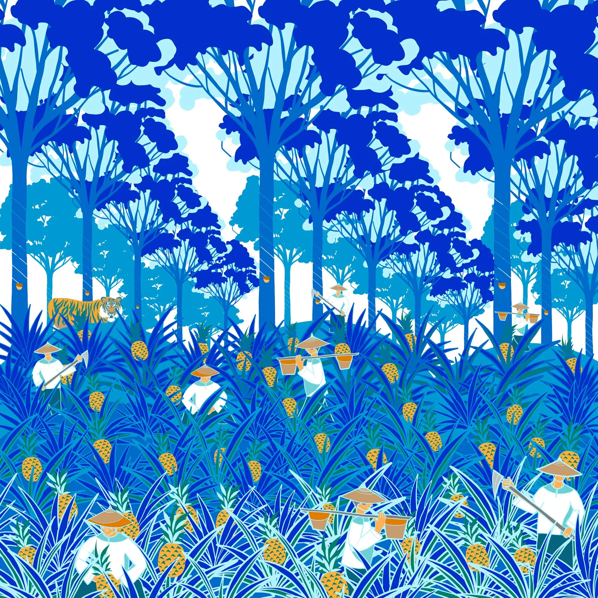 A Tropical Tale in Blue Re-Thread Scarf