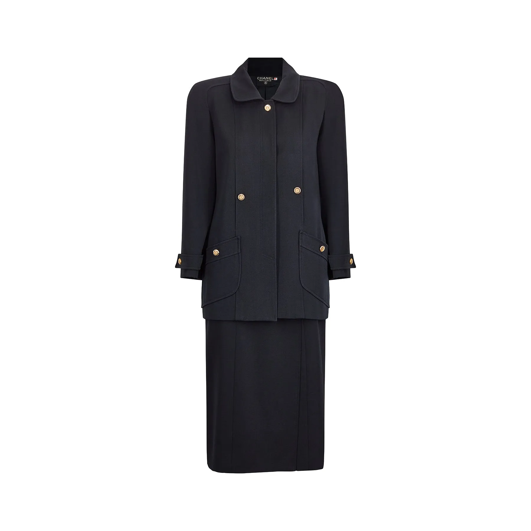 ARCHIVE: 1980s Black Chanel Wool Skirt Suit