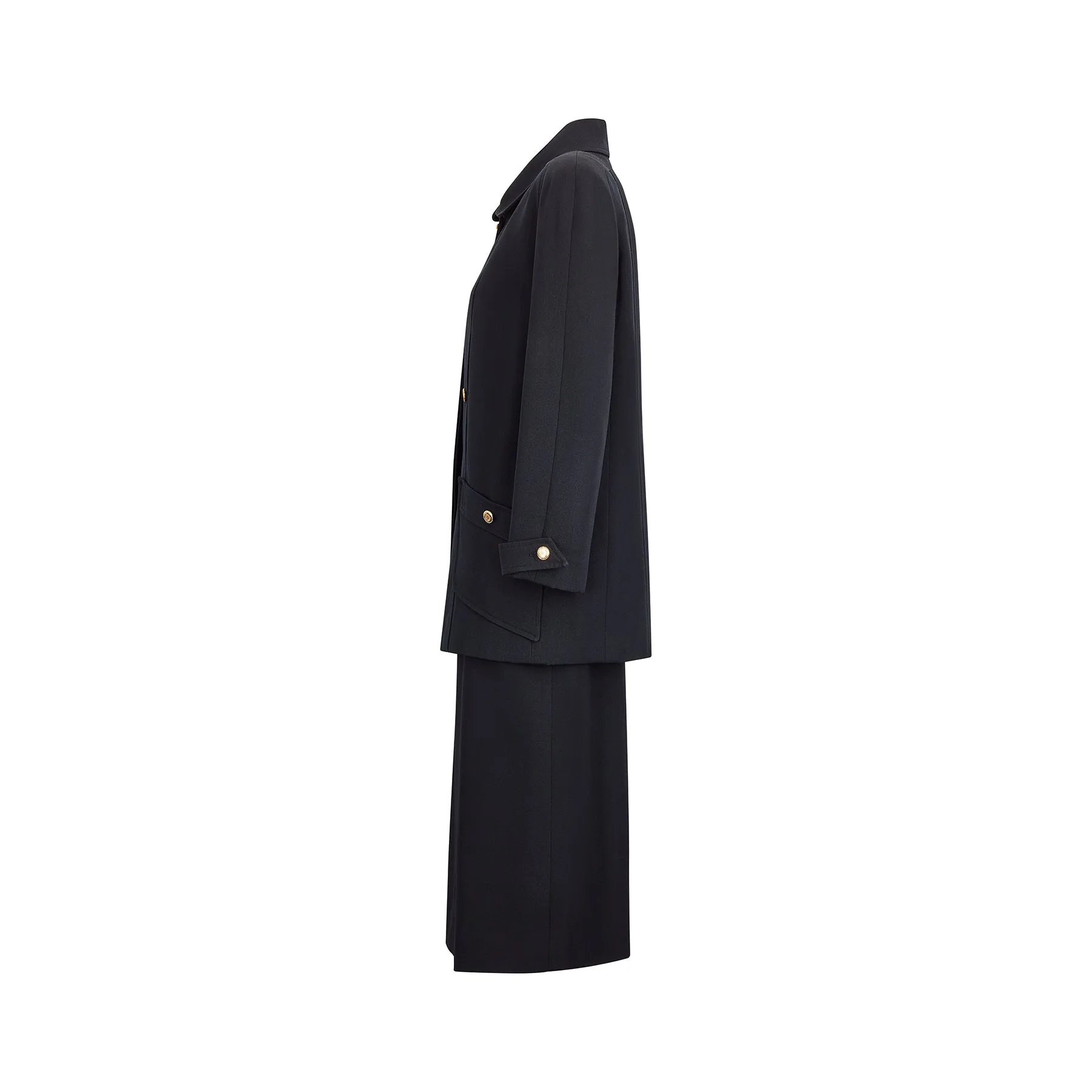 ARCHIVE: 1980s Black Chanel Wool Skirt Suit