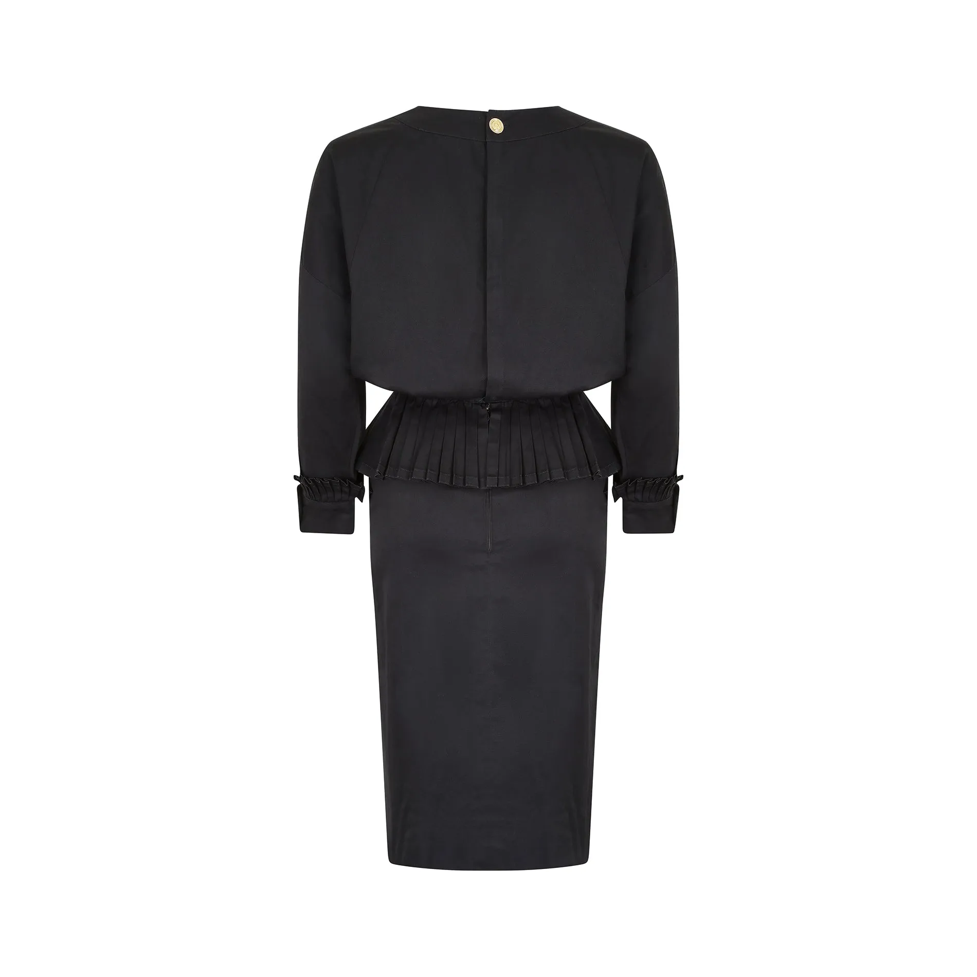 ARCHIVE - 1986 Runway Chanel Black Cotton Peplum Dress