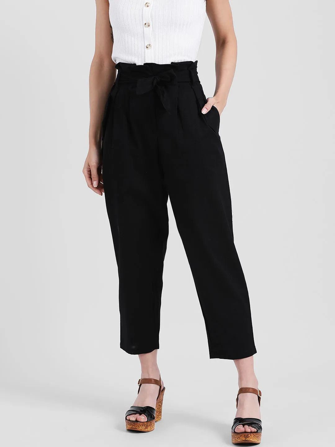 Black Solid Culottes