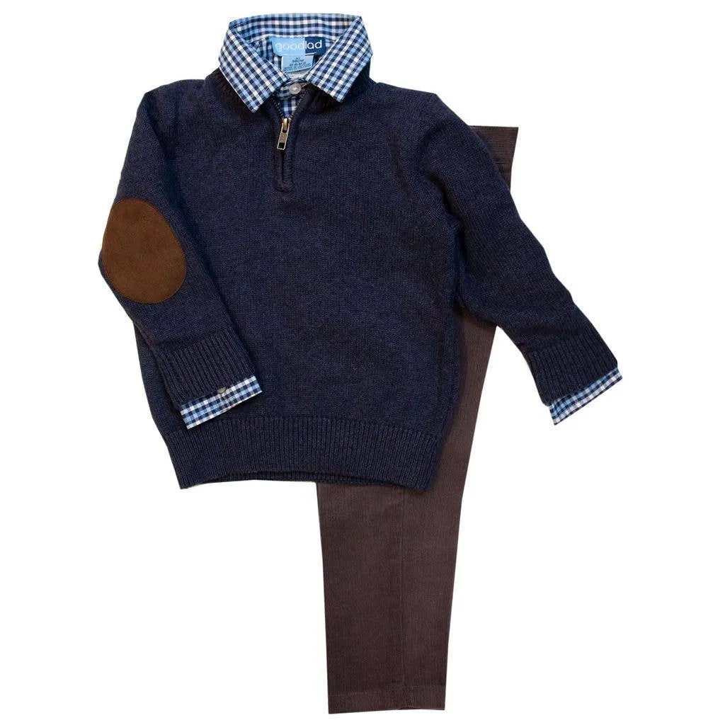 Boys Blue 1/4 Zip Sweater Set