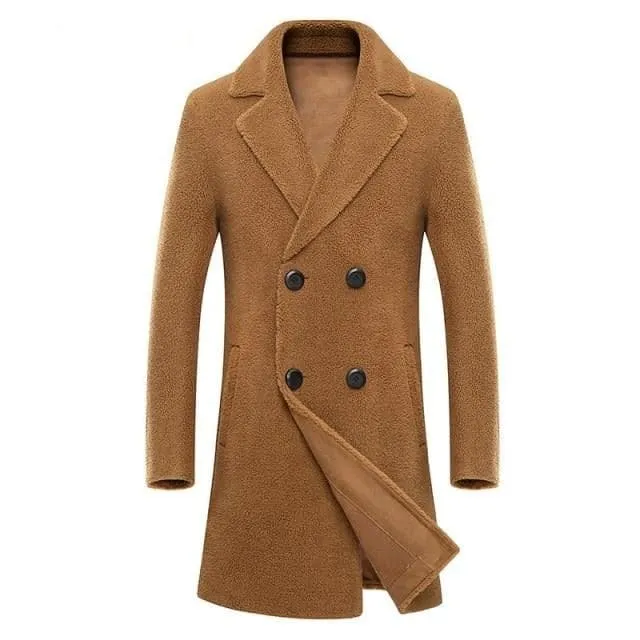 BRADFORD Design Collection Men's Fashion Khaki Brown Coat Jacket Premium Quality Long Wool Blend Trench Coat Jacket