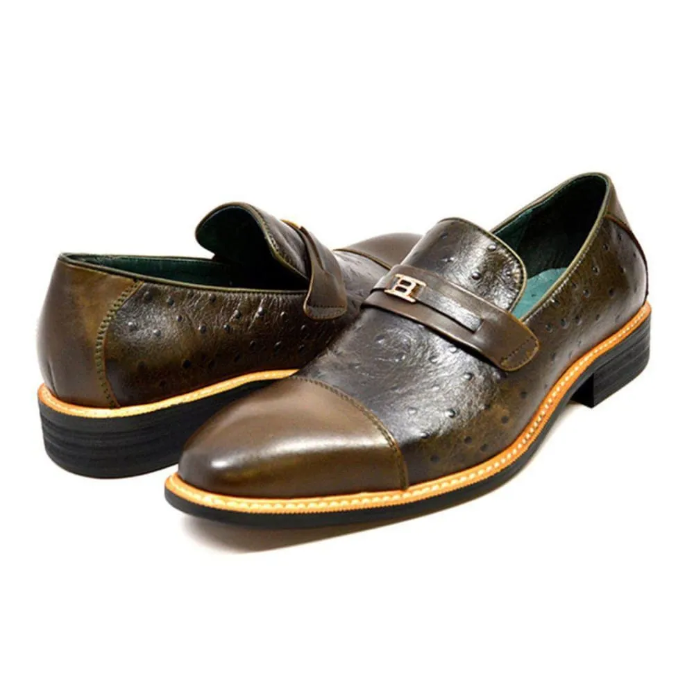 British Walkers Dolche Men's Ostrich Leather Slip Ons