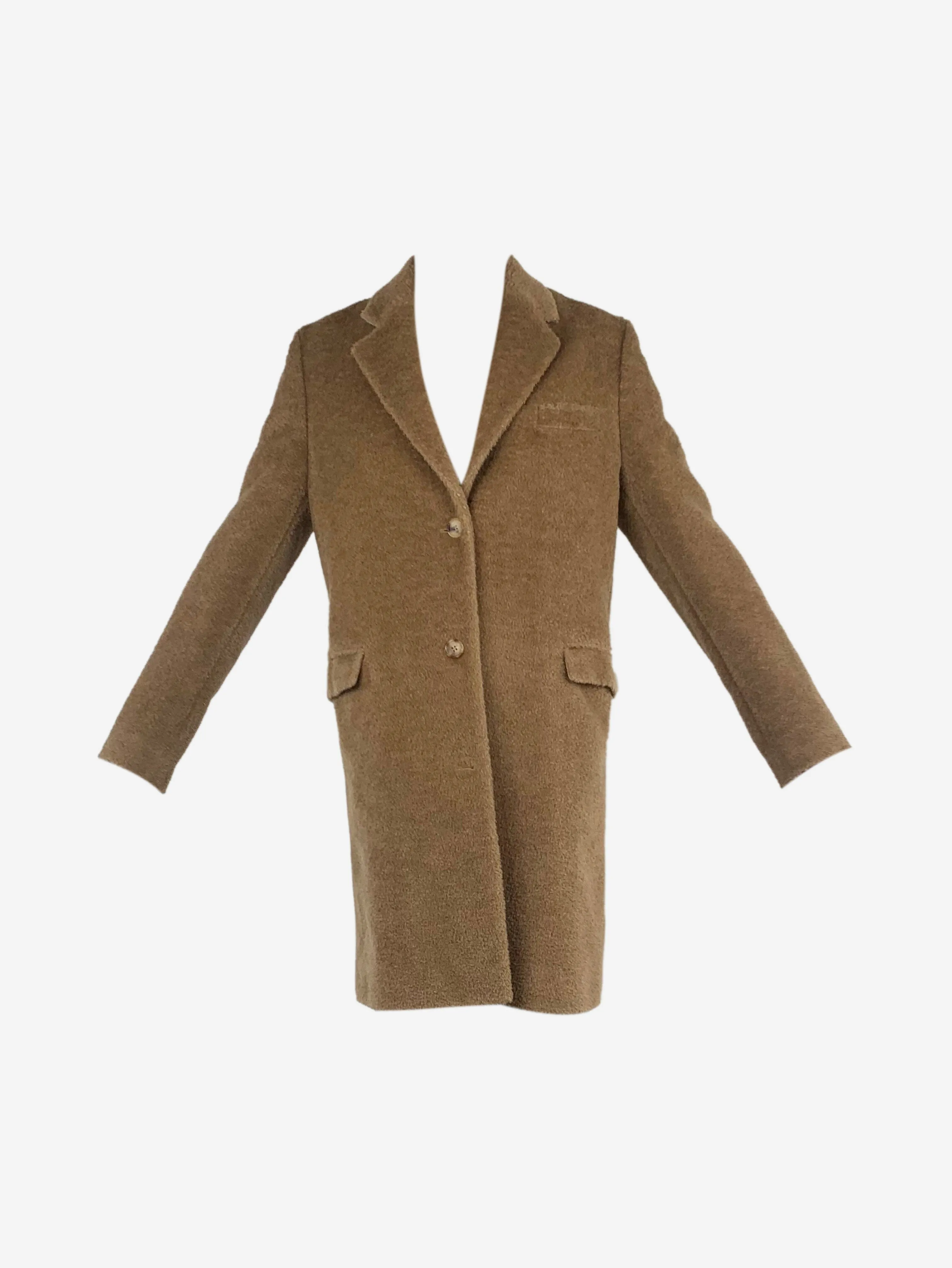 Brown tailored wool teddy coat - size UK 6