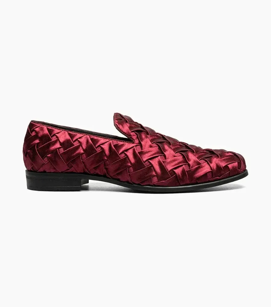 Burgundy Savoir Plain Toe Satin Slip-On luxury Men's Shoes