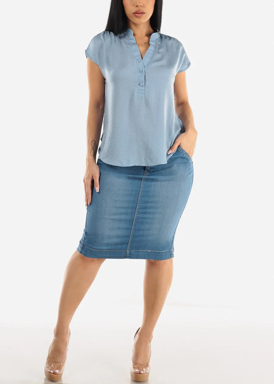 Butt Lifting Soft Denim Pencil Skirt