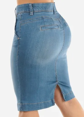 Butt Lifting Soft Denim Pencil Skirt