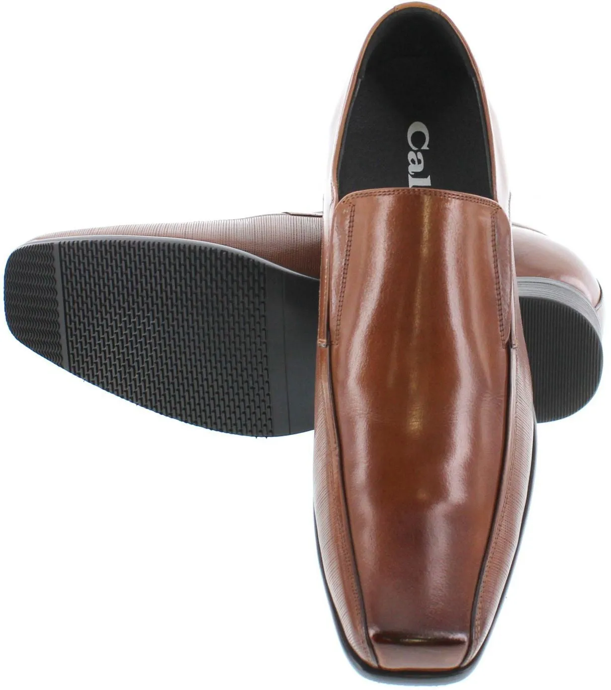 CALTO Slip-On Brown Leather Dress Shoes - Three Inches - Y3022