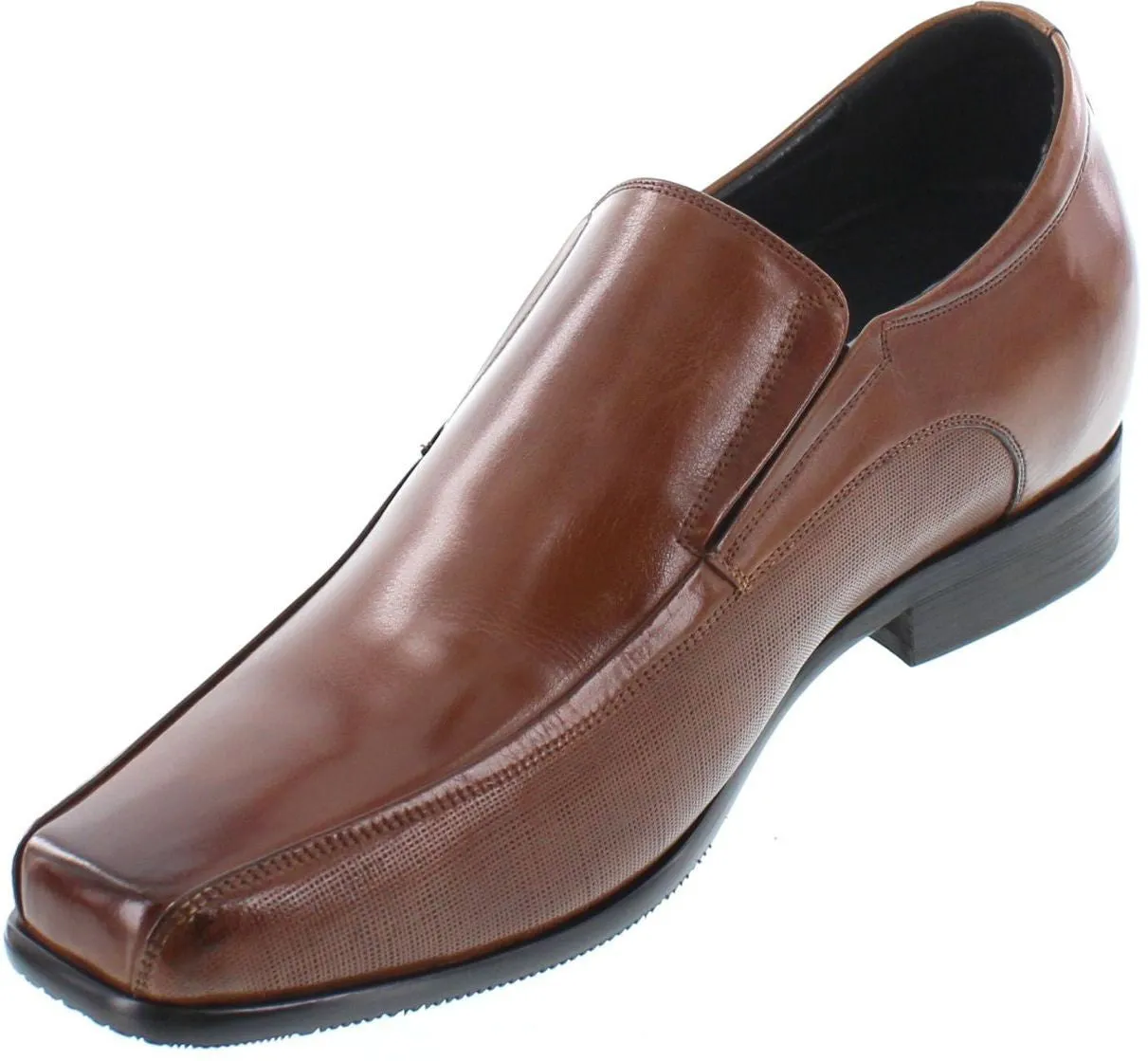 CALTO Slip-On Brown Leather Dress Shoes - Three Inches - Y3022