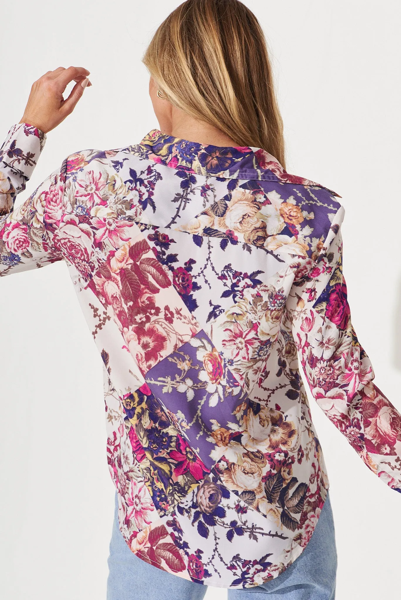 Collaroy Shirt In Lilac Patchwork Floral Print