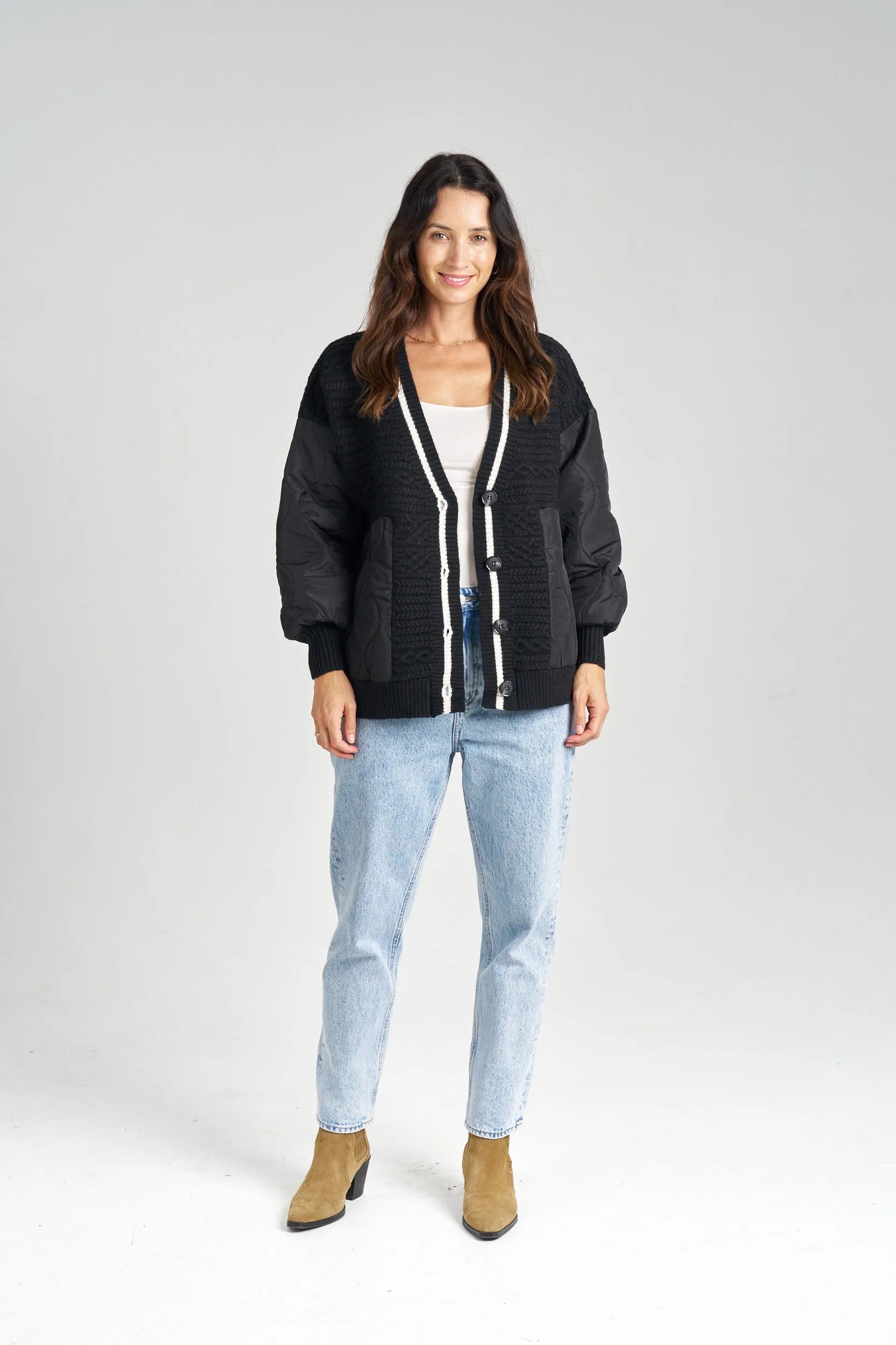 COLLEGE PUFFER KNIT JACKET