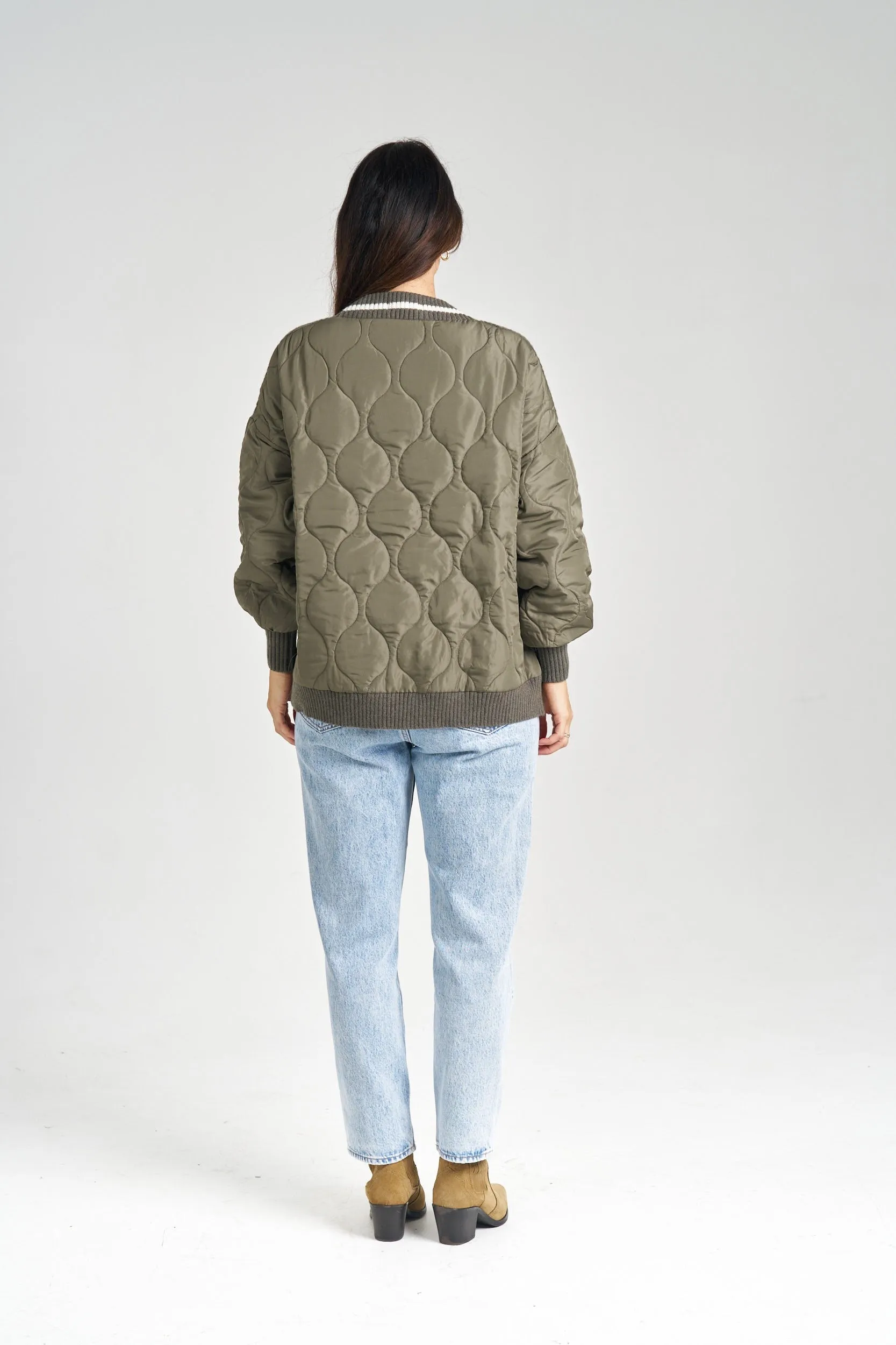 COLLEGE PUFFER KNIT JACKET