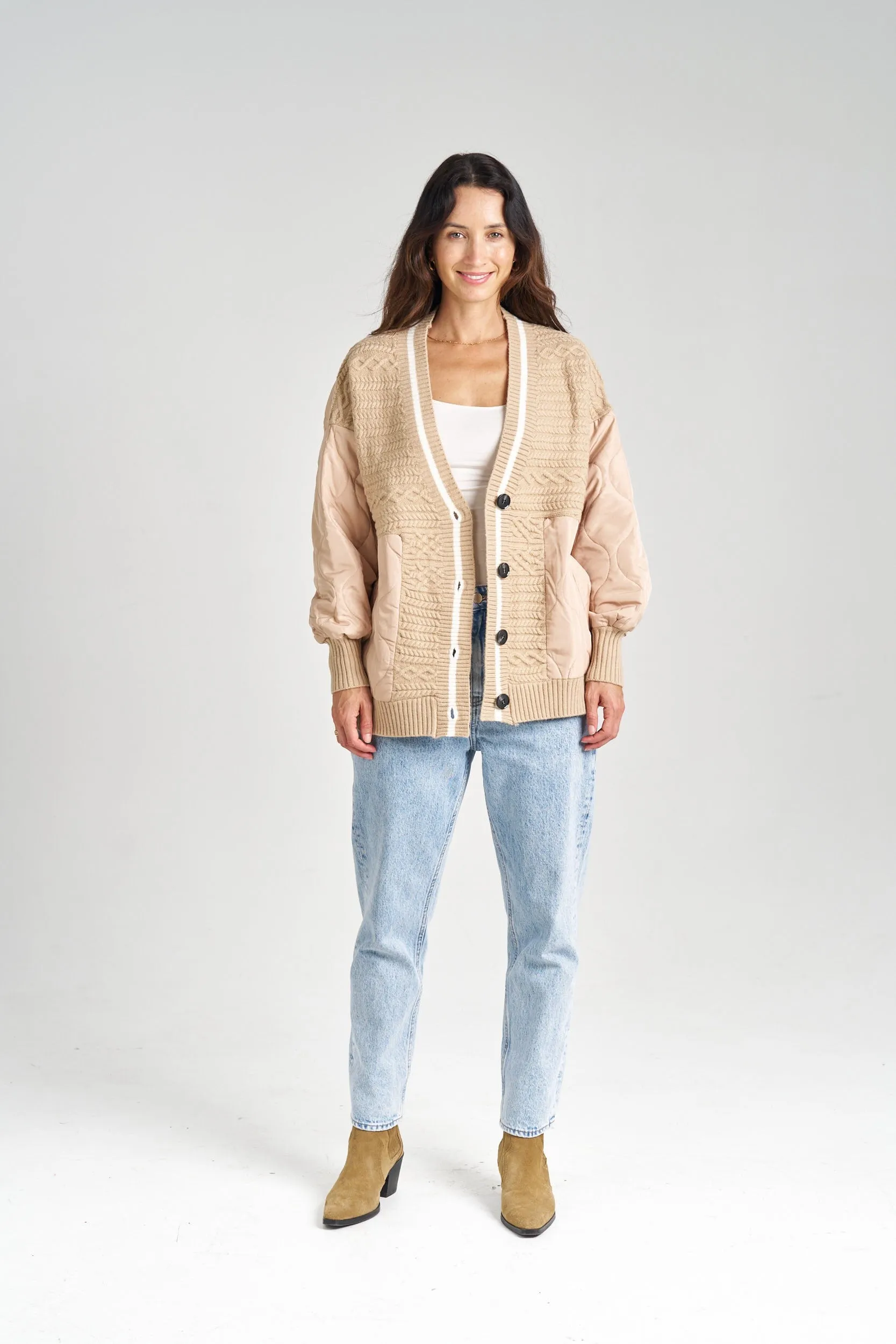 COLLEGE PUFFER KNIT JACKET