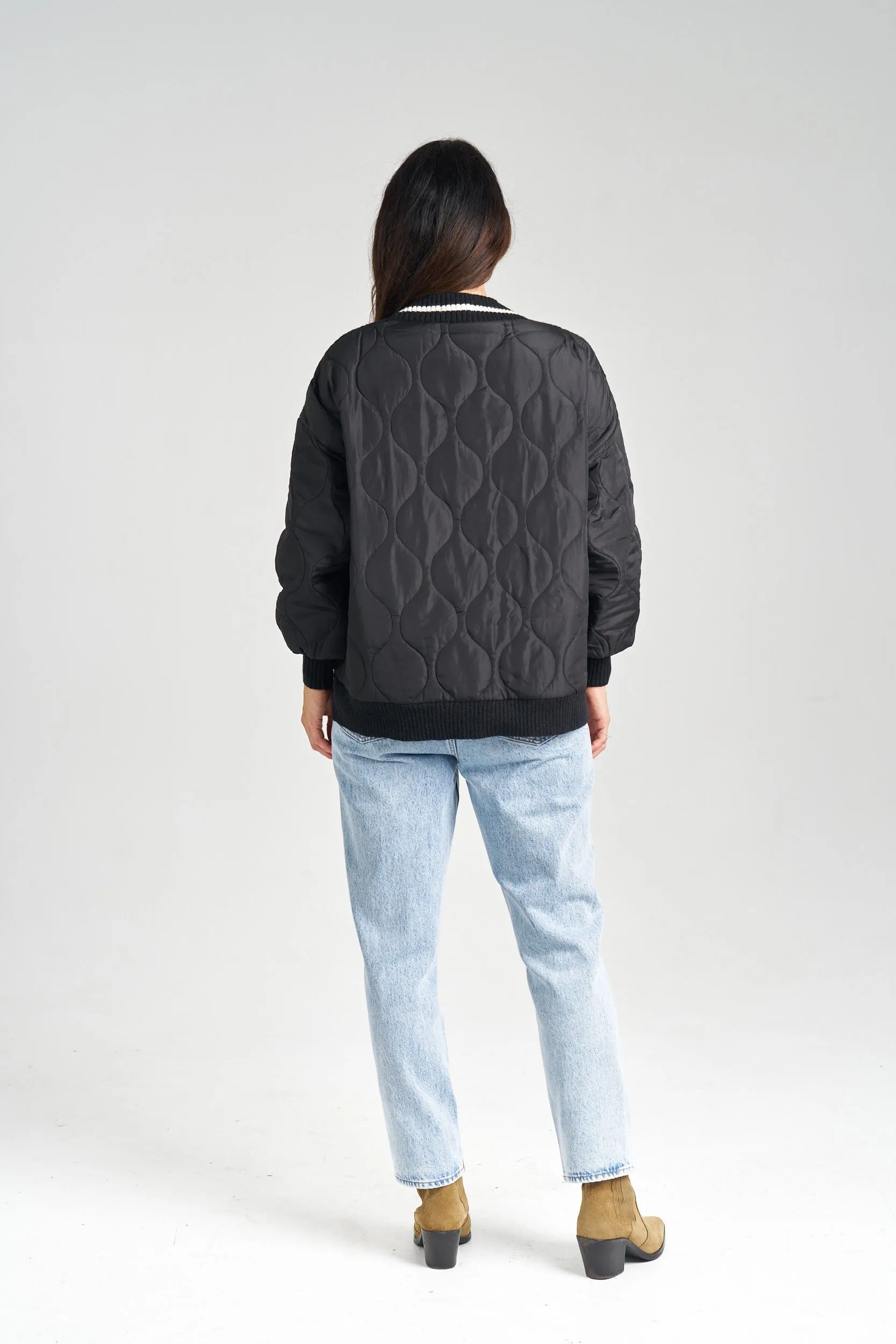 COLLEGE PUFFER KNIT JACKET