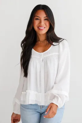 Composed Personality White Ruffle Blouse