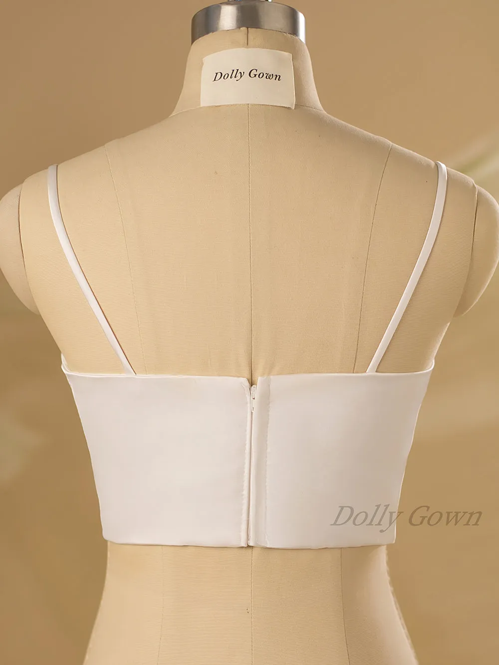 Dominique Casual Spaghetti Straps Cowl Neck Bridal Crop Top