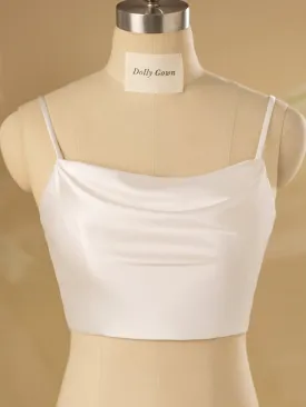 Dominique Casual Spaghetti Straps Cowl Neck Bridal Crop Top