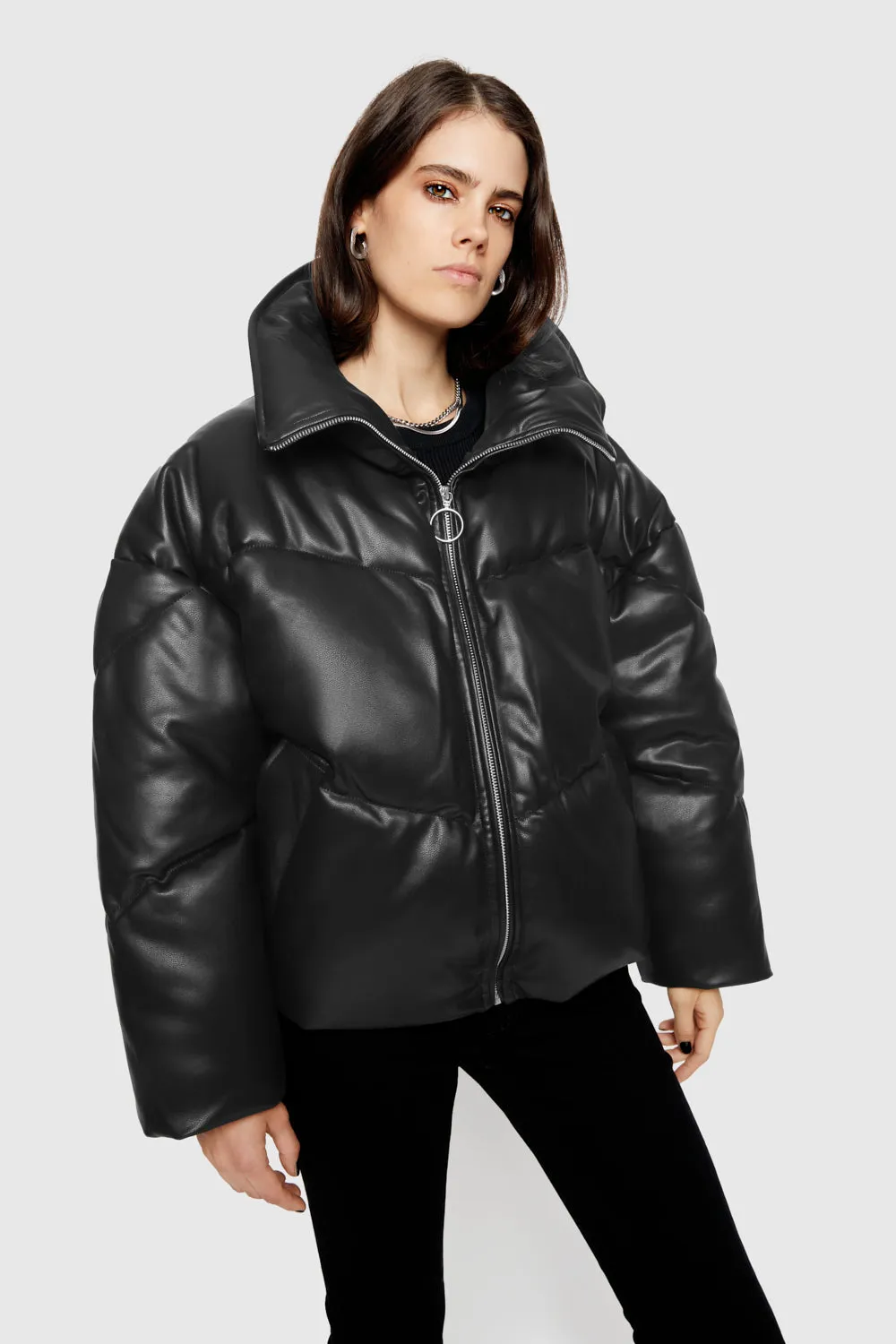 Faux Leather Puffer