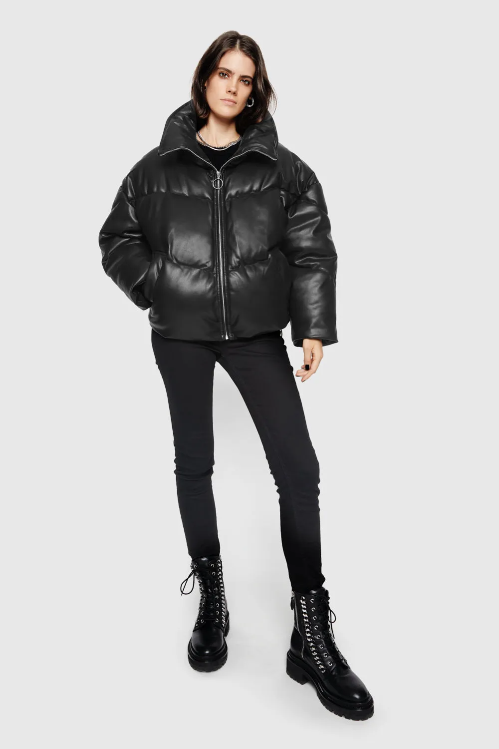 Faux Leather Puffer