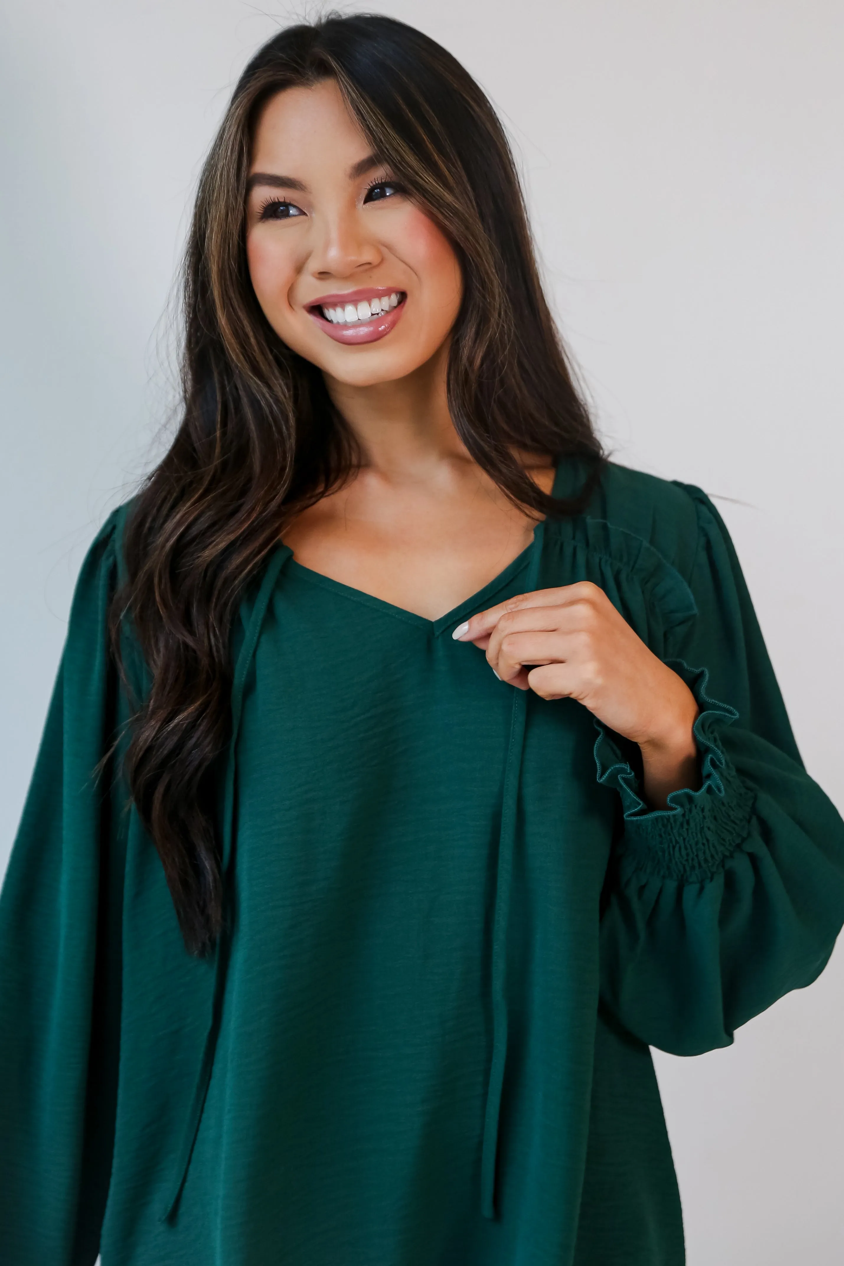 FINAL SALE - Run With It Hunter Green Blouse