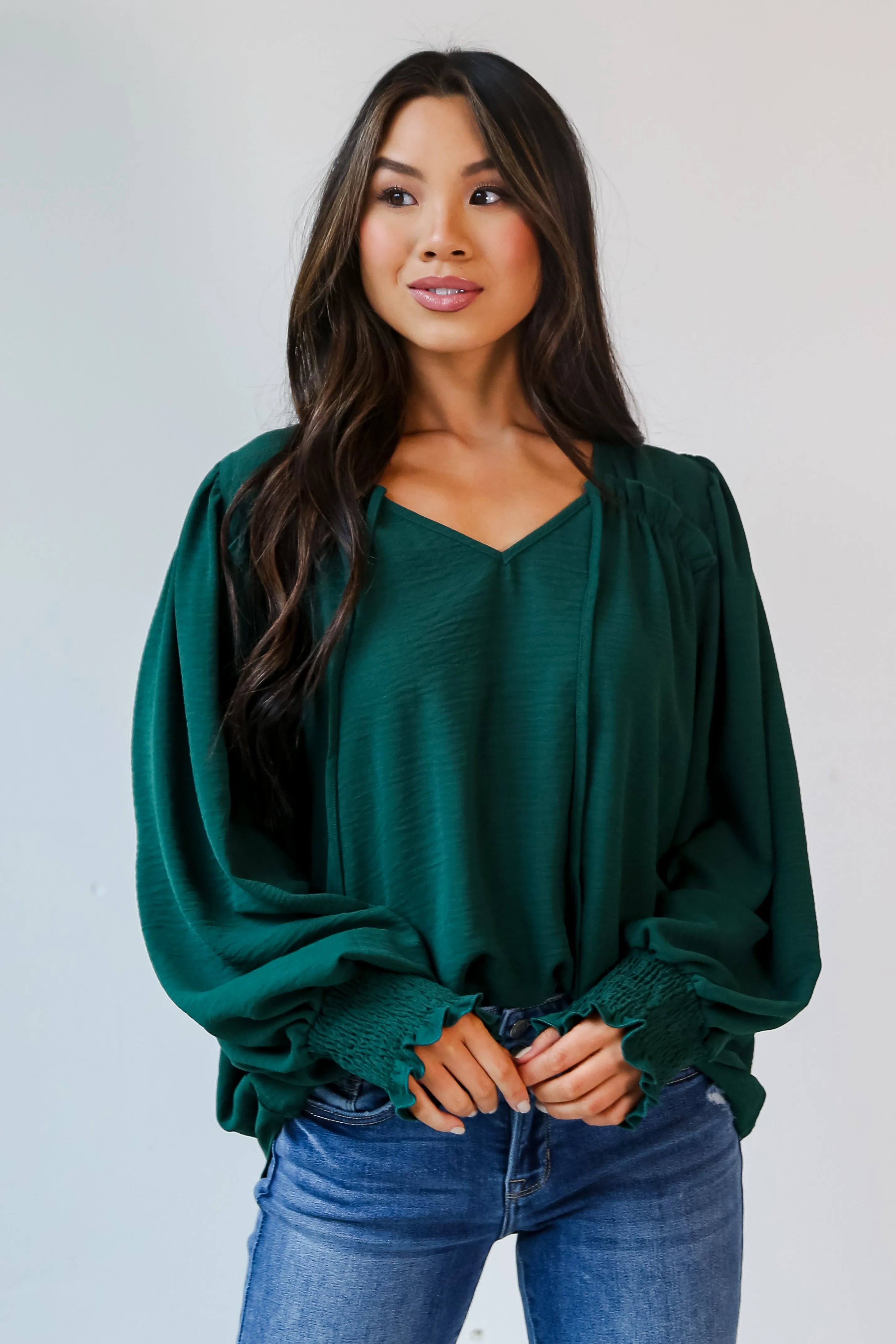 FINAL SALE - Run With It Hunter Green Blouse