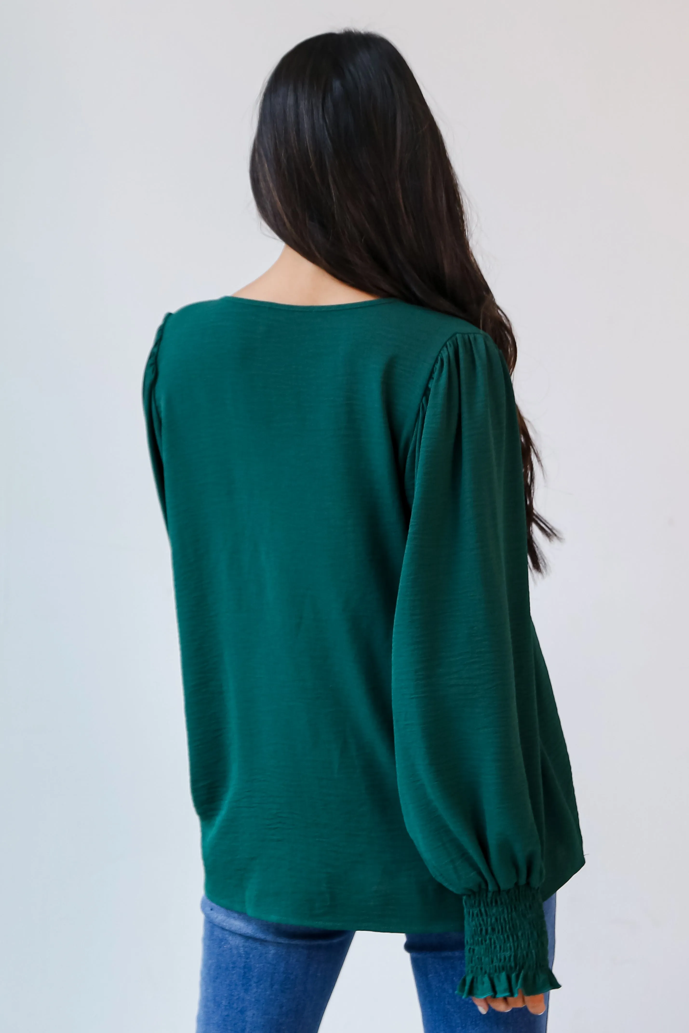 FINAL SALE - Run With It Hunter Green Blouse