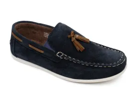 Florsheim 35513  Boy's Shoe - Moc Toe Drop Tassel Loafer - Navy Suede