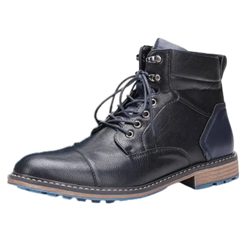 Funki Buys | Boots | Men's Faux Leather Retro Ankle Dress Boot