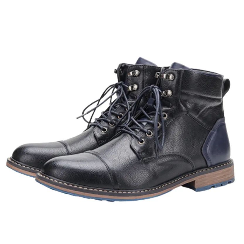 Funki Buys | Boots | Men's Faux Leather Retro Ankle Dress Boot