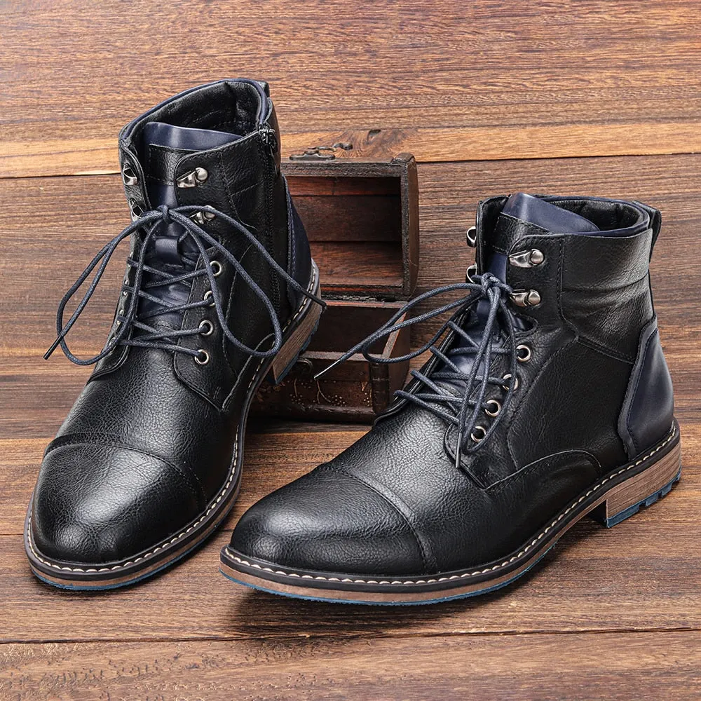 Funki Buys | Boots | Men's Faux Leather Retro Ankle Dress Boot