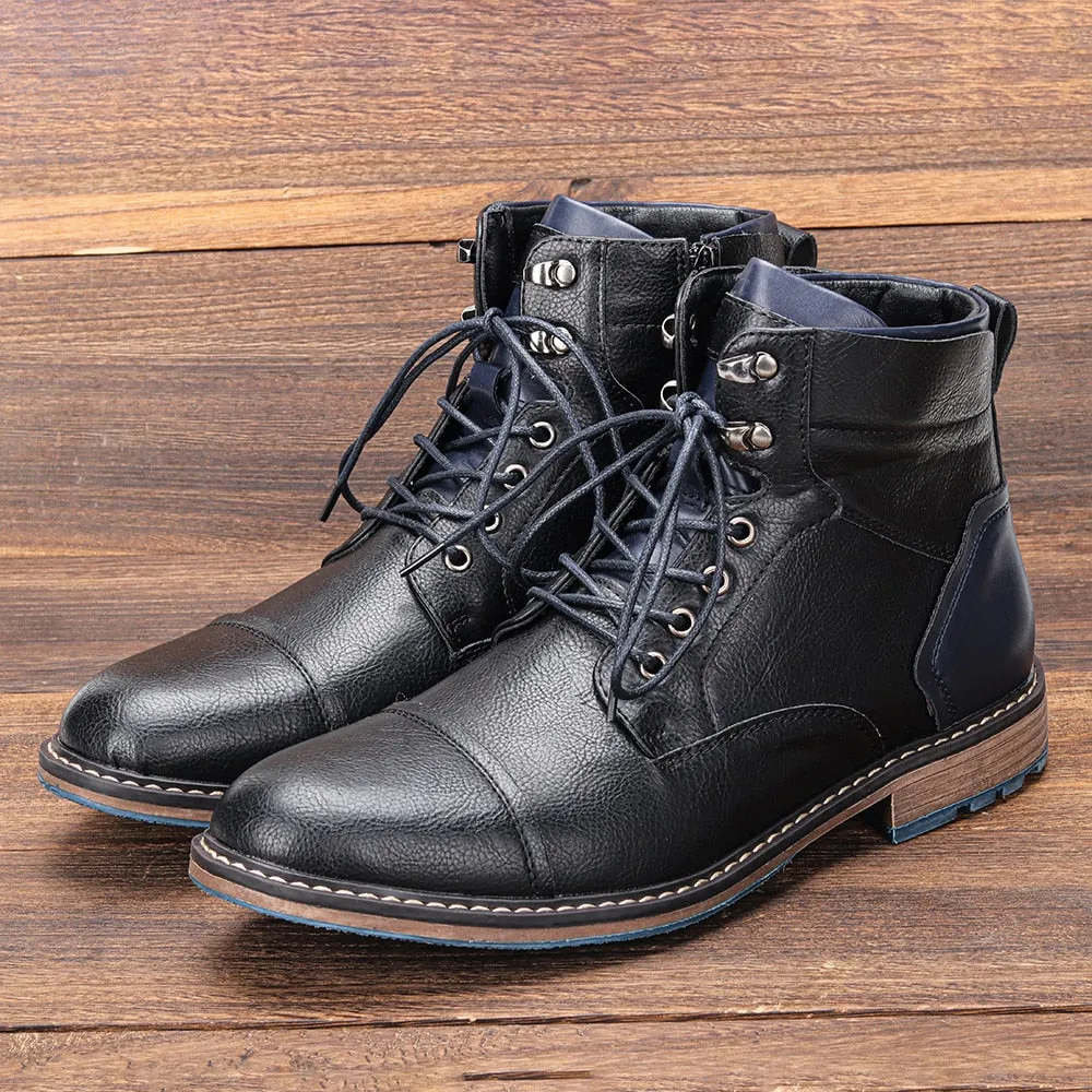 Funki Buys | Boots | Men's Faux Leather Retro Ankle Dress Boot