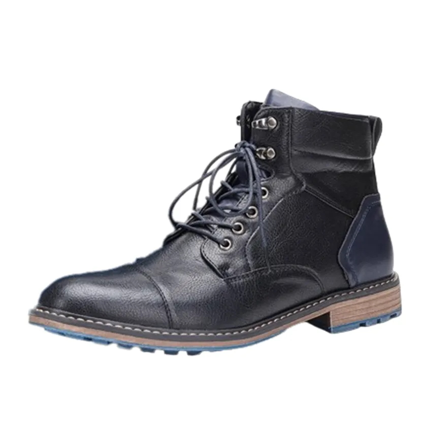 Funki Buys | Boots | Men's Faux Leather Retro Ankle Dress Boot