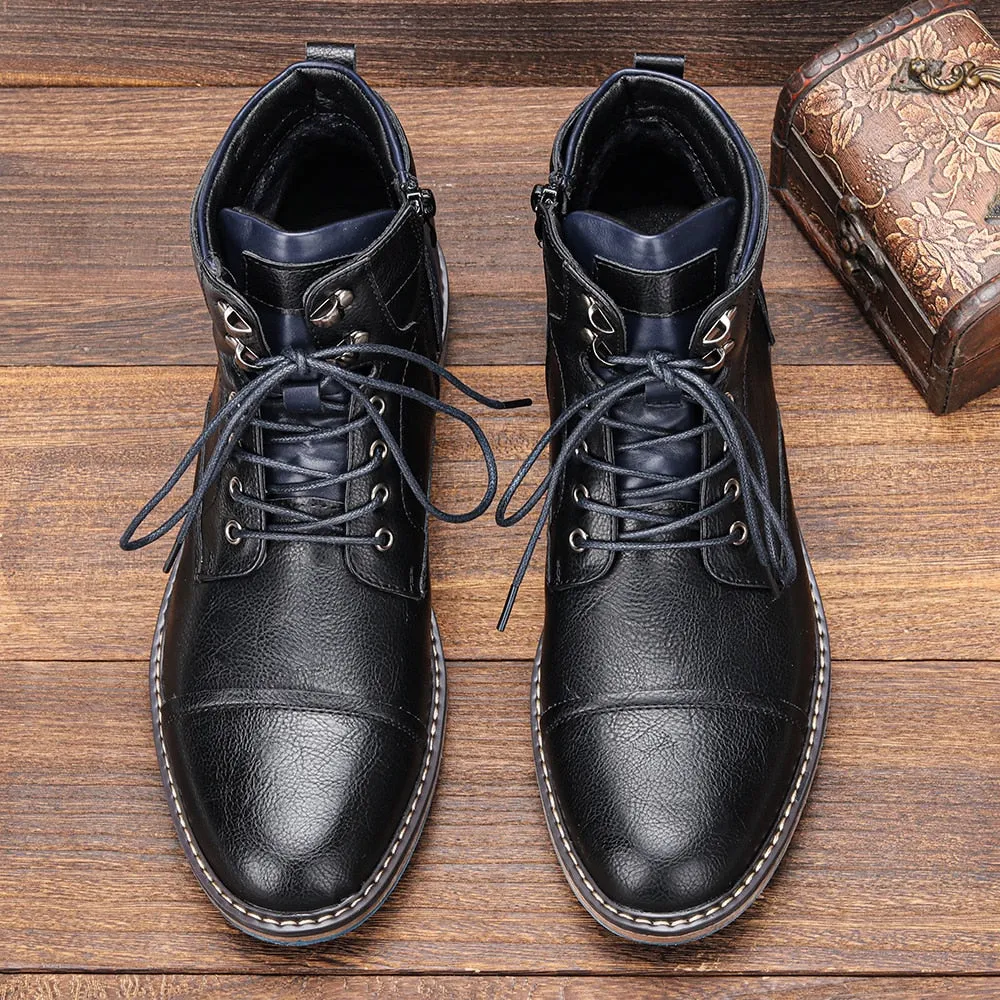 Funki Buys | Boots | Men's Faux Leather Retro Ankle Dress Boot