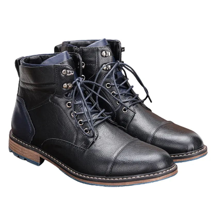 Funki Buys | Boots | Men's Faux Leather Retro Ankle Dress Boot