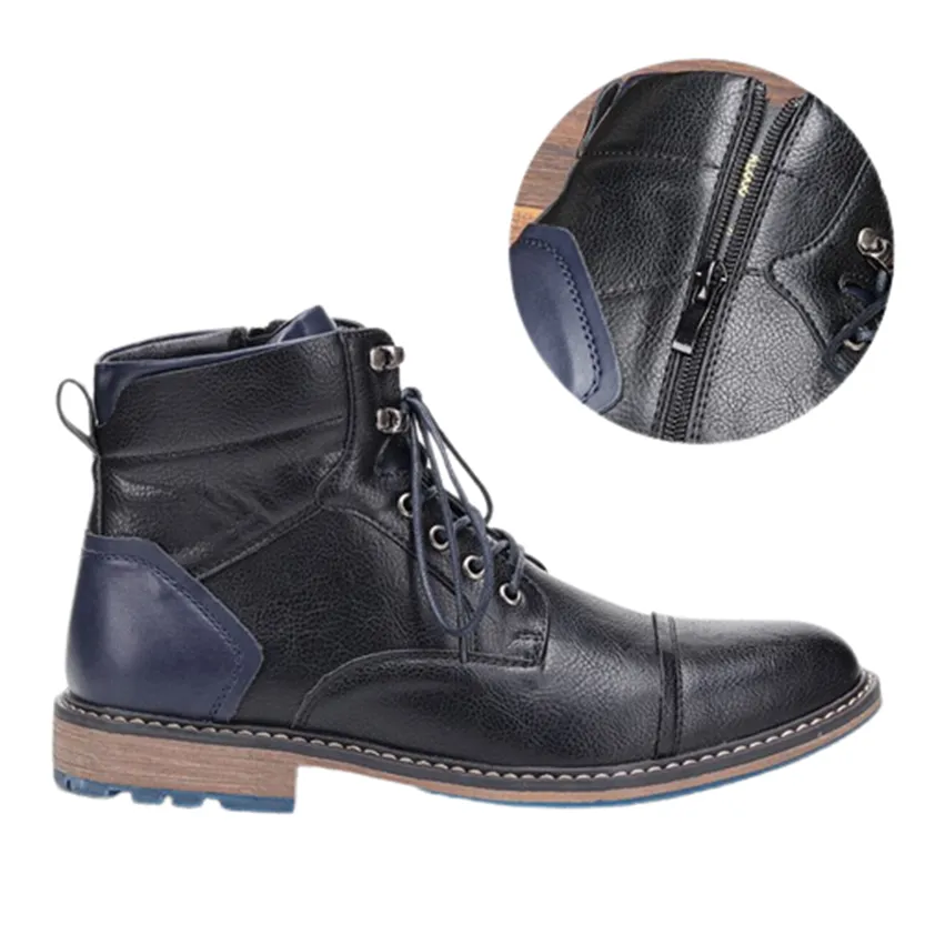 Funki Buys | Boots | Men's Faux Leather Retro Ankle Dress Boot