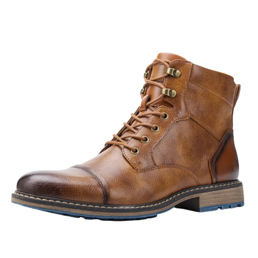 Funki Buys | Boots | Men's Faux Leather Retro Ankle Dress Boot