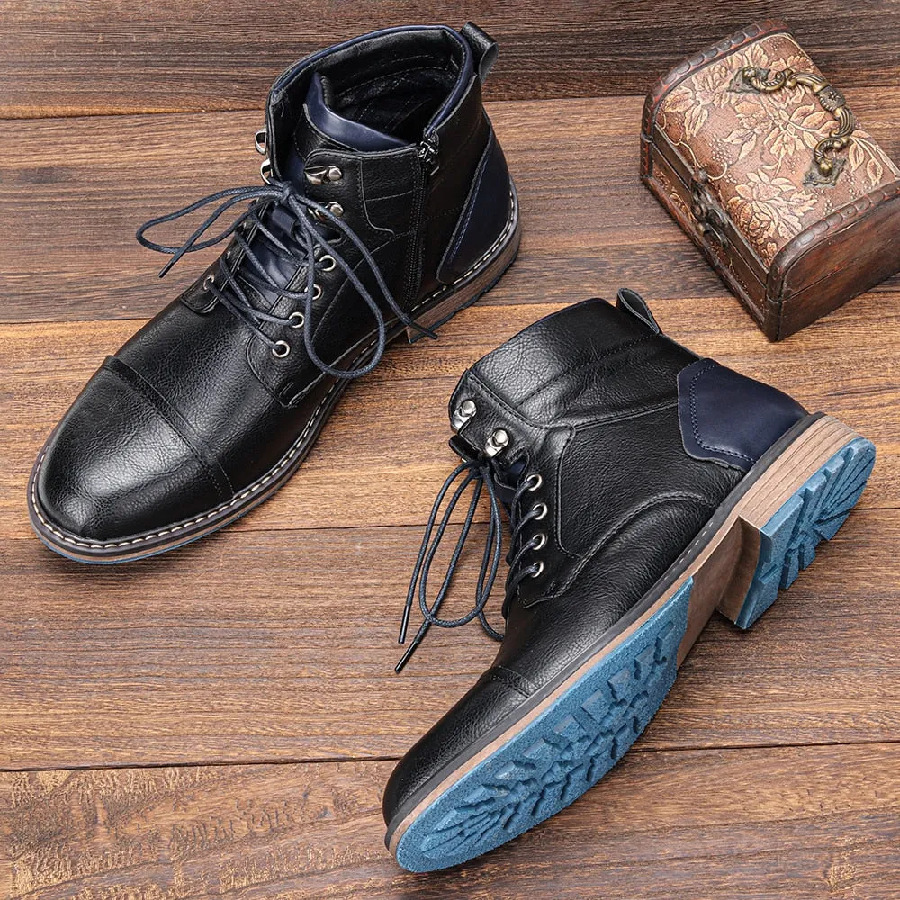 Funki Buys | Boots | Men's Faux Leather Retro Ankle Dress Boot