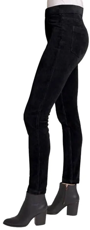 Gloria Vanderbilt Pull on Skinny Knit Corduroy Mid Rise Pants Black