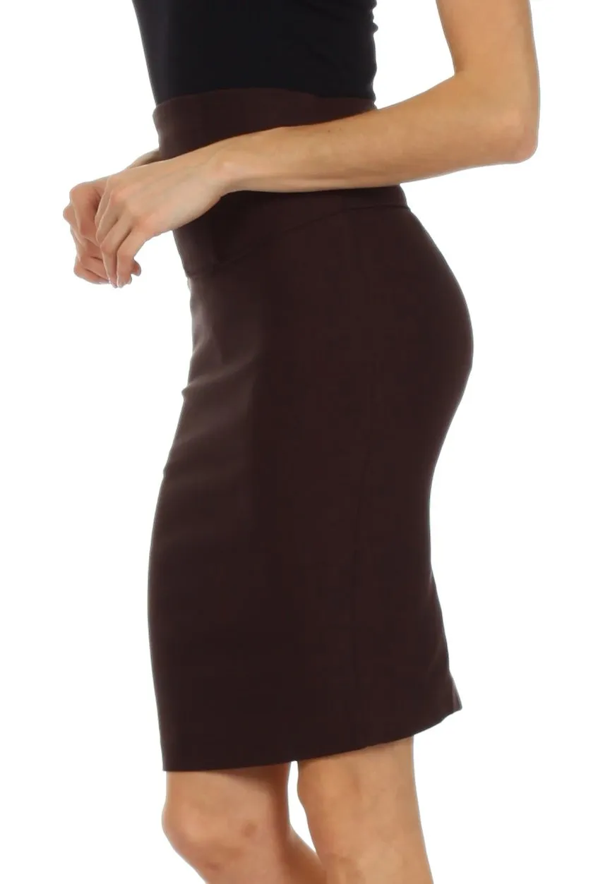 Knee Length High Waist Stretch Pencil Skirt