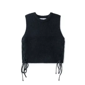 Lace-up Tie Vest IN: Black