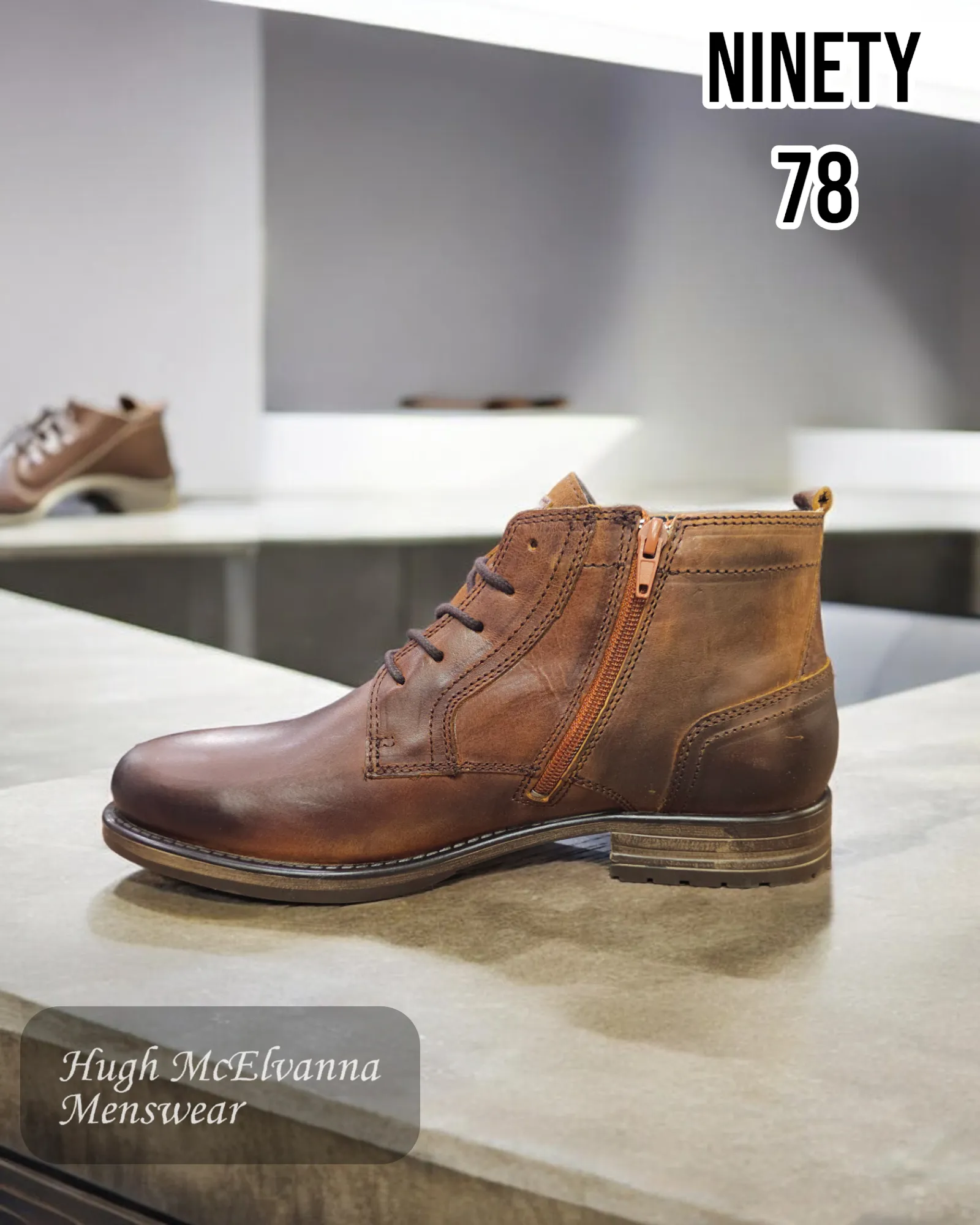 Laced COGNAC Boot by Ninety 78