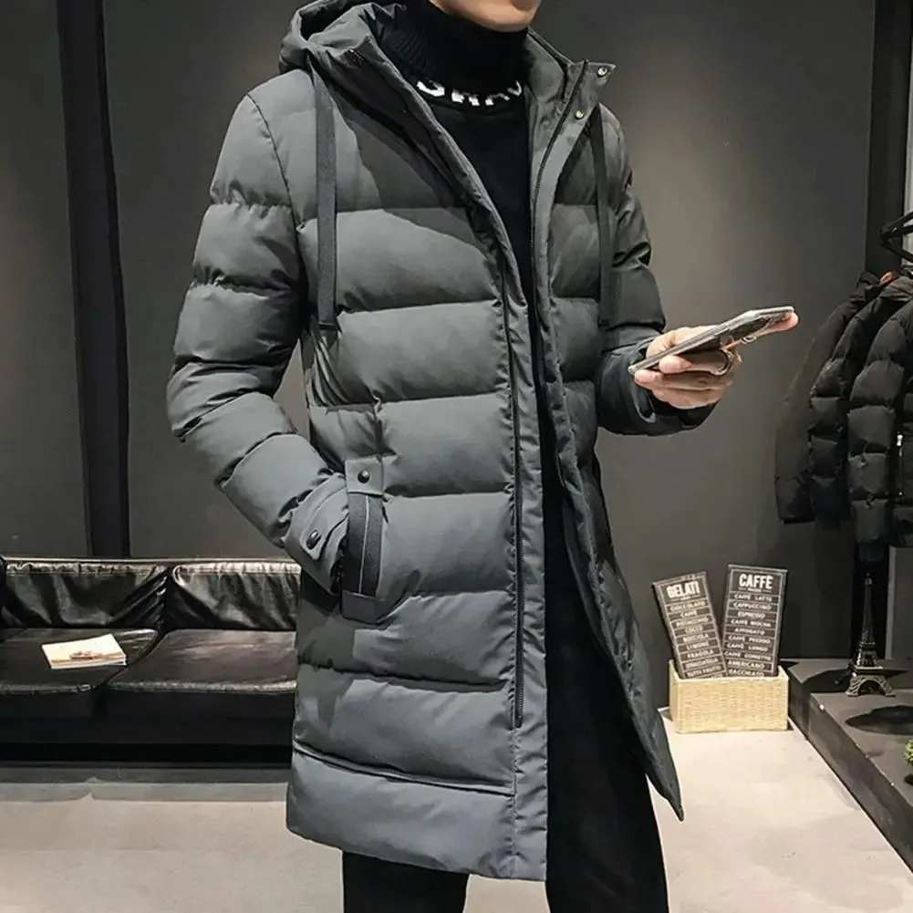 Men's Luxurious Long Puffer Jacket with Hood and Pockets | Ideal for Autumn/Winter