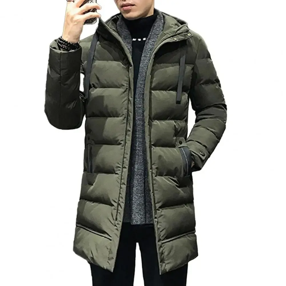 Men's Luxurious Long Puffer Jacket with Hood and Pockets | Ideal for Autumn/Winter