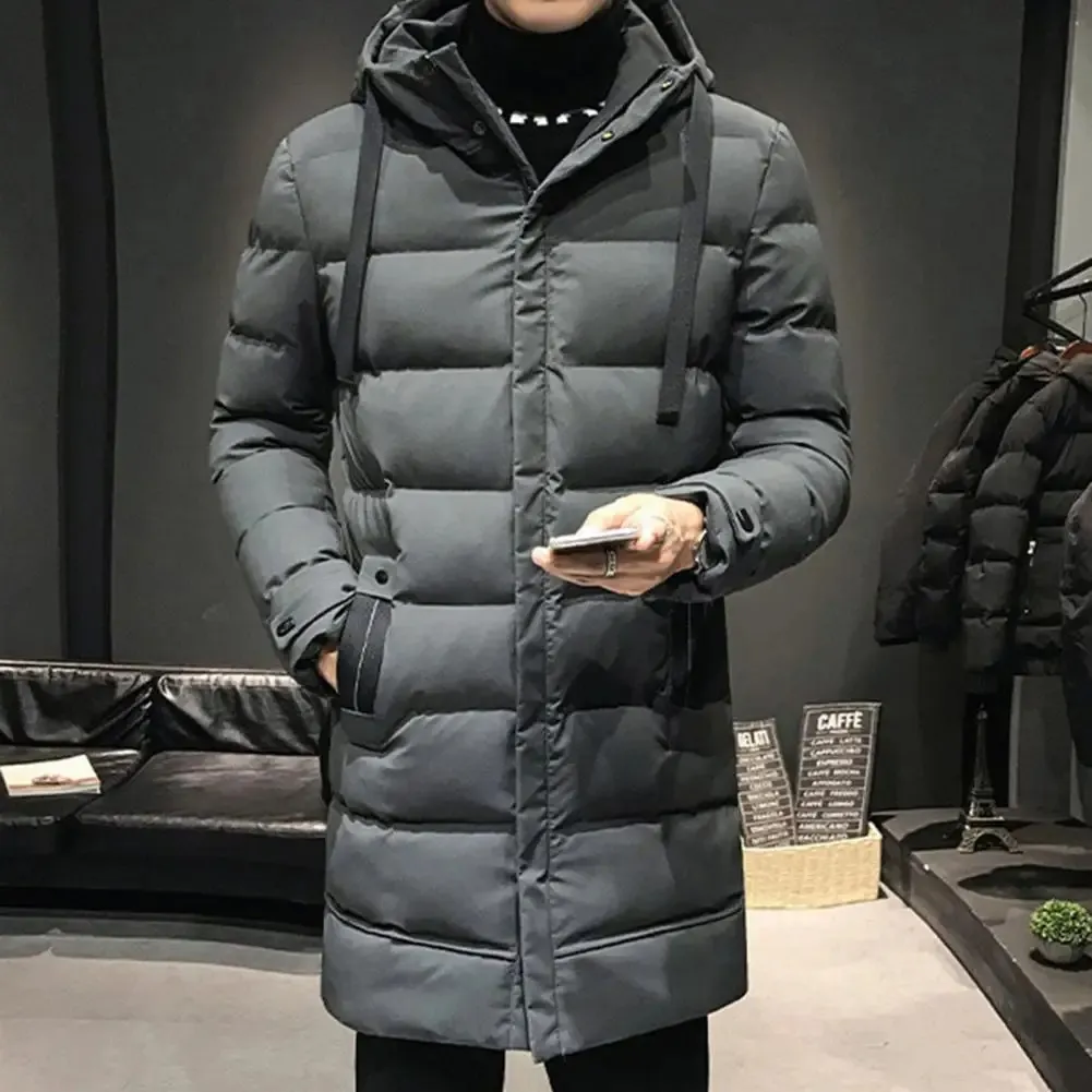 Men's Luxurious Long Puffer Jacket with Hood and Pockets | Ideal for Autumn/Winter