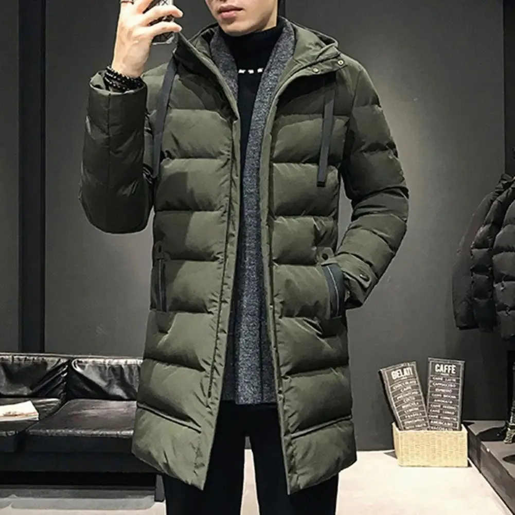 Men's Luxurious Long Puffer Jacket with Hood and Pockets | Ideal for Autumn/Winter