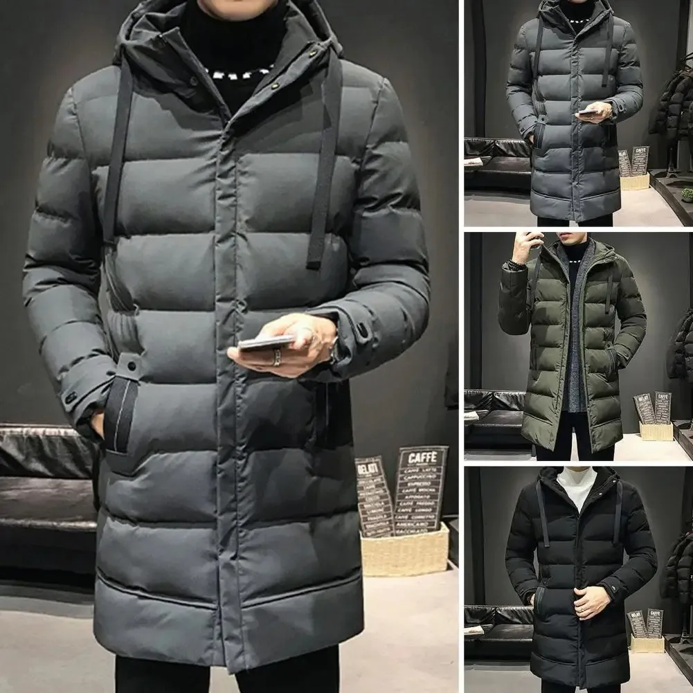 Men's Luxurious Long Puffer Jacket with Hood and Pockets | Ideal for Autumn/Winter